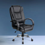 Artiss Executive Office Chair Leather Tilt Black OCHAIR-G-9127-BK