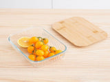 Rectangle Glass Bowl with Wooden Lid, Glass Food Storage Container, Meal Prep Glass Container, Safe V1370-AZ4-19464