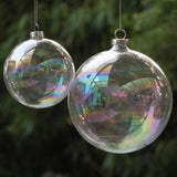 50 Wholesale Pack Glass Bauble 8cm Diameter Round Clear with Silver Cap - table or tree centrepice V382-BAUBLE8CMX50