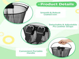 Small Bike Basket for Handlebars, Metal Front Bicycle Basket with Adjustable PU Straps & Carry V1192-AZ-W-18382