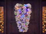 Christabelle 90cm Alpine Snow Christmas Teardrop Pre Lit Multi Function LED Timer Flocked Pine 112_WFLAS90T
