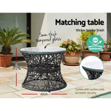 Gardeon Outdoor Lounge Setting Furniture Wicker Papasan Chairs Table Patio Black ODF-PAPASAN-TBCHX2-BK