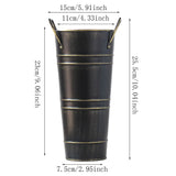 Retro Metal Bucket Storage Organizer Freestanding Umbrella Holder Floor Vase For Entryway Porch Hall V1369-AZ3-W-14864