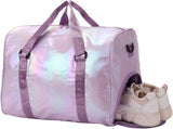 Womens Sports Gym Duffle Bag With Shoe Compartment And Wet Dry Pocket, Polyester Travel Weekend Bag V1237-ZY-807-134