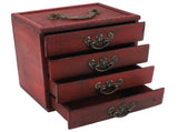 Jewelry Box Chinese Vintage Case 4 Drawer Wood Oriental Compact Ample Capacity Versatile Storage V1294-YM0710-3117230360411