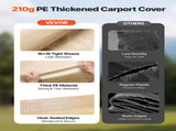 Carport Replacement Canopy, 6 x 3 m Potable Garage Tent Top Tarp with Sidewalls, UV-Resistant & V952-CKPB10X20FTMK3PDN001V0