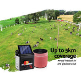 Giantz Fence Energiser 5KM Solar Powered Electric 2000M Poly Tape SFC-FIK-TAPE-2000M-5KM