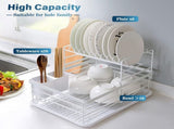 CARLA HOME 2-Tier Dish Drying Rack for Kitchen Counter with Removable Drip Tray, Utensil Holder and LSB-36249