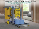 Commercial Hotel Restaurant Cleaning Cart 3-Shelf Commercial Janitorial Cart Housekeeping Cart V324-CLEANCART-GREY