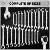 ELEAD 33Pcs Ratchet Wrench Set SAE Metric Wrench Phillips Slotted Bits Adapter V465-E70031