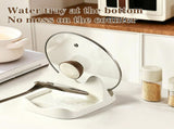 Ceramic Spoon Rest and Pot Lid Holder for Countertop, Heavy Duty Ceramic Spoon Holder for Stove Top, V1107-122-18323