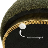 Round Stacked Ottoman Stool Teddy Fleece Fabric Foot Rest 38cm GREEN V274-FT-STP067-DGN