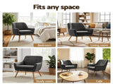 Artiss 2X Armchair Lounge Chair Accent Tub Chair Charcoal ANNE UPHO-B-ARM04-CHAX2
