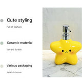 Star Electric Toothbrush Holder and Ceramic Lotion Bottle Set - Yellow Plastic Toothbrush Organizer V888-ELOSUNG56112
