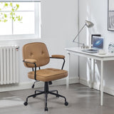 Louise Black Frame Faux Leather Home Office Chair in Brown V369-HC-0025-BLACK-FRAME