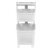 Rolling Laundry Hamper PP ABS Laundry Shelf Clothes Storage Basket Organizer with 4 Wheels for Home V1294-YM0901-3117240250811