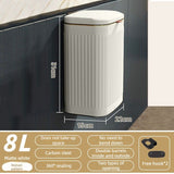 8L Wall Mounted Press Rubbish Bin, Slim Under Sink Hanging Waste Bin, Press Lid Trash Can for V1265-YY-269