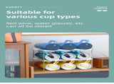 4-Tier Stackable Black Cup & Wine Organizer - Detachable Tumbler & Bottle Desktop Rack V888-ELOSUNG45853