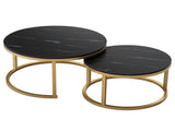 Nesting Coffee Table Faux Marble Small Round Coffee Tables - Black V957-RLX39671015K