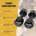 5kg Dumbbells Pair PVC Hand Weights Rubber Coated V63-782505