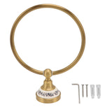 Towel Ring Antique Brass Finish Wall Mounted Bathroom Hand Towel Holder with Blue and White V1294-YM0626-3112220085211