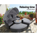 Gardeon Sun Lounge Setting Wicker Lounger Day Bed Patio Outdoor Furniture Black ODF-SUNBED-180OT-BK-ABC