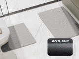 Green Bathroom Floor Mat Set - U-Shaped Toilet Mat 50*50cm & Rectangular 50x80cm Mat for Bathroom V888-ELOSUNG11789