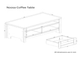 Noosa Coffee Table White Oak 2 Shelf and 2 Drawers V1150-CF24001