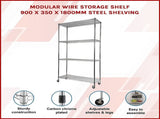 Modular Wire Storage 90x35cm Steel Shelving Chrome With Wheels For Garage Warehouse Or Kitchen V63-841141