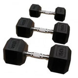 Pair of 20kg Rubber Hex Dumbbells V1409-SKU-1541