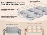 3Pcs Silicone Muffin Pan 6, 12 and 24 Cup with Metal Frame, Non Stick Jumbo Cupcake Pan with V1258-DP02-F-209