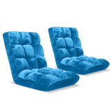 SOGA 2X Floor Recliner Folding Lounge Sofa Futon Couch Folding Chair Cushion Blue LOUNGECHAIRBLUEX2