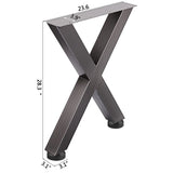 Set of 2 Steel Table Legs, 28'Height 24'Wide Dining Table Legs, Heavy Duty 3.1" Square Box Section X V952-ZTCX720X600MM0001V0