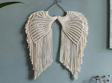 Angel Wing Hanging White Bohemian Cotton Angel Wings with Long Tassels Woven V1369-AZ3-W-11955