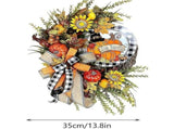 Autumn Sunflower Wreath for Front Door Fall Farmhouse Buffalo Lattice Pumpkin and Wreaths Home Door, V1192-AZ-W-20367