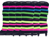 6x Womens Leg Warmers Disco Winter Knit Dance Party Crochet Legging Socks Costume - Rainbow with V563-BR-6LEGWARMRS-RNBWBLKSTR