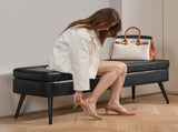 Leather Storage Ottoman Bench, PU Leather Bench with Storage and Metal Legs, Modern Shoe Benches V952-PZWSZYXTK415IFM6R001V0