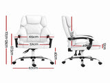 Artiss Executive Office Chair Leather Recliner White OCHAIR-G-1051-WH