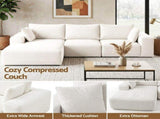 Artiss 3 Seater Modular Sofa Bed Sectional Boneless Couches for Living Room Corduroy Compressed Sofa SBED-K-CDY-4S-WH-ABC