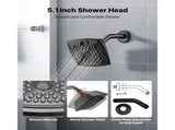 Tub and Shower Faucet Set, Complete with 130 mm Rainfall Shower Head and Bathtub Spout, 5-Setting V952-YGHLLTZHHWHWFHFKJ001V0