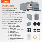 Travel Trailer Cover, 9.1-9.8m RV Cover, 4-Layer Non-Woven Fabric Camper Cover, Waterproof, V952-TCSFCCYTGSFCVZTTJV0