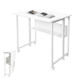 Compat Foldable Desk Rolling Study Desk Small Computer Desk with Wheels and Storage Shelf for Small V985-FOLDABLEDESK
