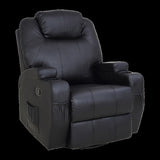 Black Massage Sofa Chair Recliner 360 Degree Swivel PU Leather Lounge 8 Point Heated V63-821971