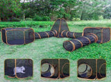 6 in1 Outdoor Pet Cat Playpen Folding Pop Up Mesh Play Tent Tunnel House Enclosures V985-6IN1PETTENT