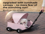 Grey Foldable Pet Stroller and Adjustable Sun Canopy - Spacious 4-Weel Wagon with 360&deg Rotating V888-ELOSUNG55904