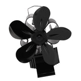Wood Stove Fan Heat Powered Non Electric 5 Blades with Magnetic Thermometer Fireplace Burner V1294-YM0901-3114240088611