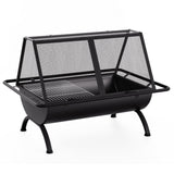 Grillz Fire Pit BBQ Grill Outdoor Fireplace Steel FPIT-BBQ-9168-BK