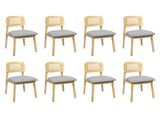 Levede Dining Chair Wood Rattan Armless Natural x8 CH1144-2-NTX4