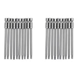 20Pcs 100mm Length 1/4 Inch Hex T20 Torx Security Screwdriver Bits, Silver Gray V1366-AZ2-W-15833