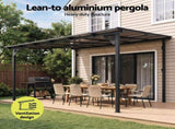 Instahut Gazebo Lean-To Pergola Garden Patio Polycarbonate 356cm X 275cm Brown GAZB-PLC-SRF-33X23-AB